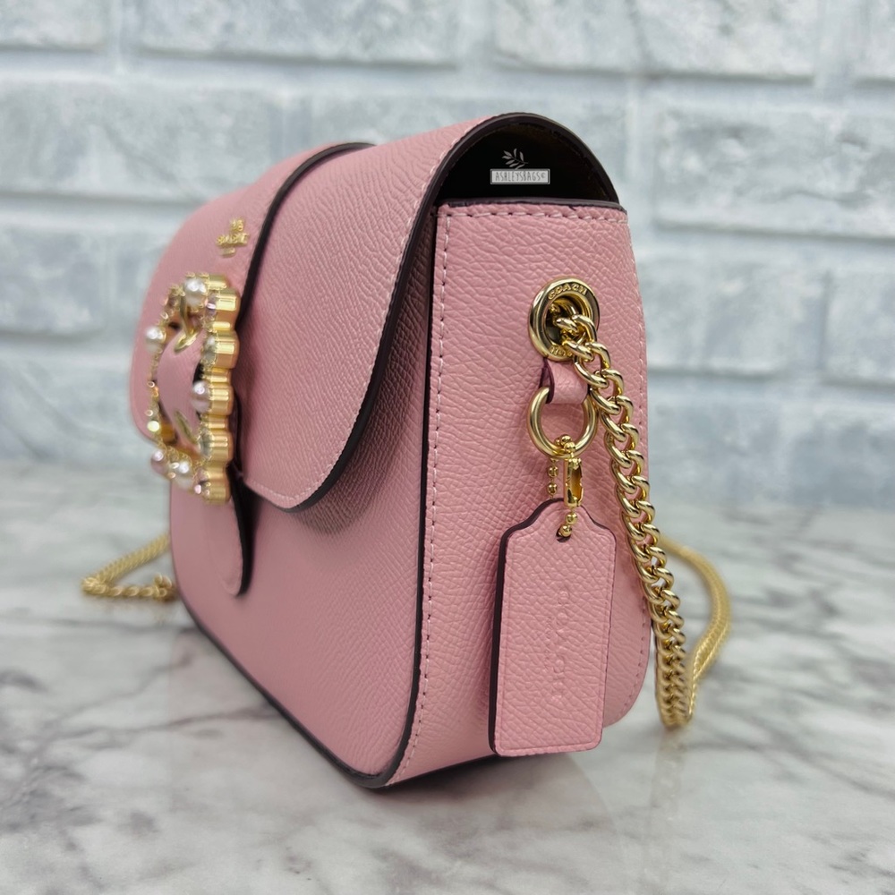 Coach Gemma Crossbody With Jeweled Buckle In Powder Pink Multi - Picture 4 of 11